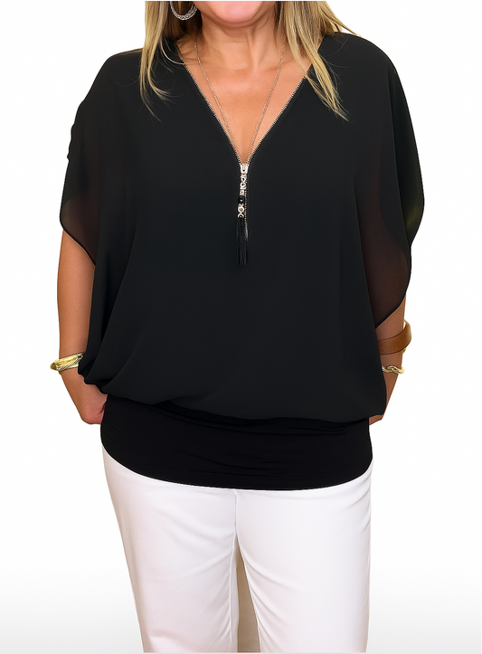 LUNA ZIPPER BLOUSE