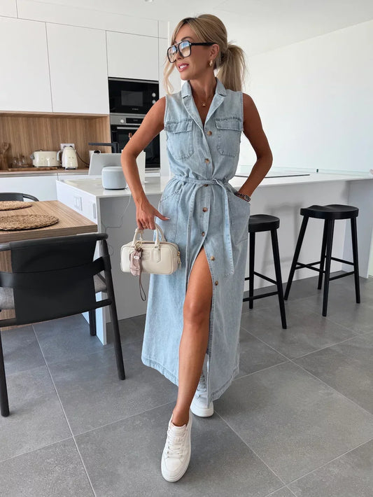 LOUISA LONG DENIM DRESS
