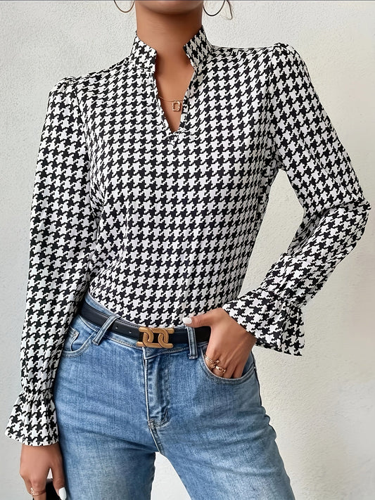 Amandine Houndstooth Blouse